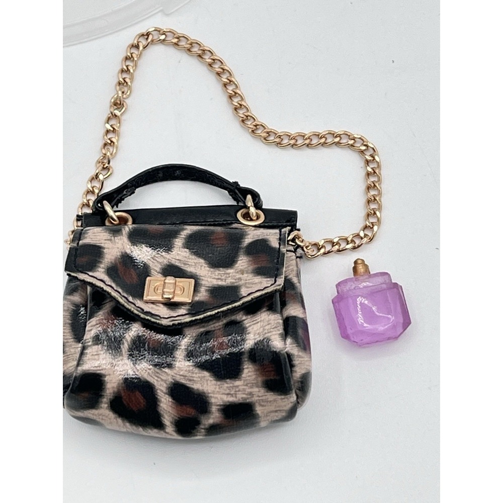 Zuru Mini Brands Fashion Leopard Print Purse W/gold Chain Barbie Doll Size